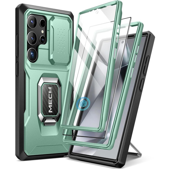 Puzdro pre Samsung Galaxy S24 Ultra, séria Tongate MECH so stojanom, svetlozelené