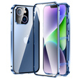 Puzdro pre iPhone 14, Magnetic Dual Glass, modré