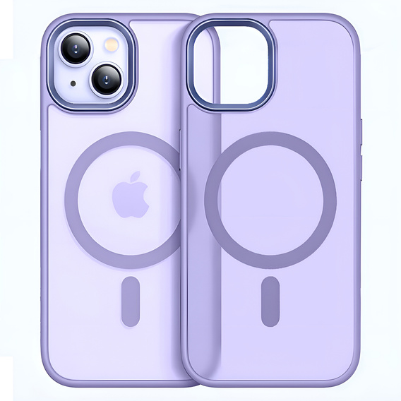 Puzdro pre iPhone 14, pre MagSafe, ERBORD Matt Case, fialový + sklo na displej