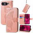 Klapkové puzdro pre T Phone 3 5G, Butterfly, ružové rose gold