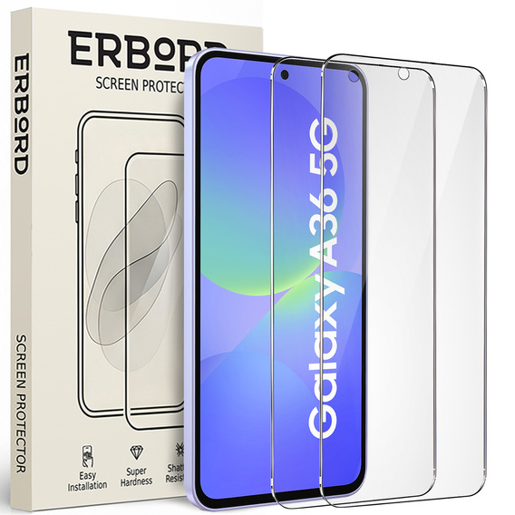 2x tvrdené sklo ERBORD 9H Hard Glass na displeji pre Samsung Galaxy A36 5G