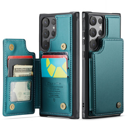 CASEME flipové puzdro pre Samsung Galaxy S25 Ultra, Litchi Wallet, zelený