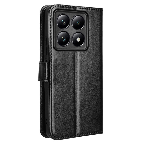 Klapkové puzdro pre Xiaomi 14T Pro, Crazy Horse Wallet, čierne