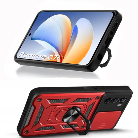 Obal na mobil pre Realme C71, CamShield Slide, červené