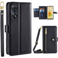 Klapkové puzdro pre Oppo Reno8 T 4G, Wallet Zipper Pocket, čierne