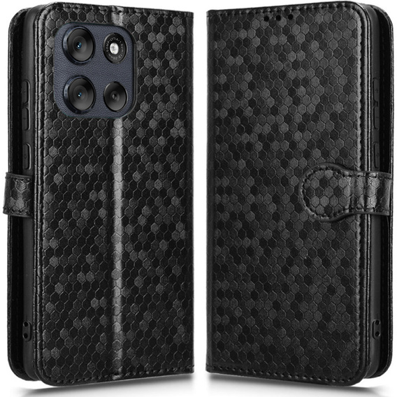 Flipové puzdro pre Motorola Moto G56 5G, Wallet Rhombus, čierne