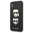 Karl Lagerfeld Obal na mobil pre iPhone X / XS, Saffiano Iconic Karl&Choupette Head, čierne