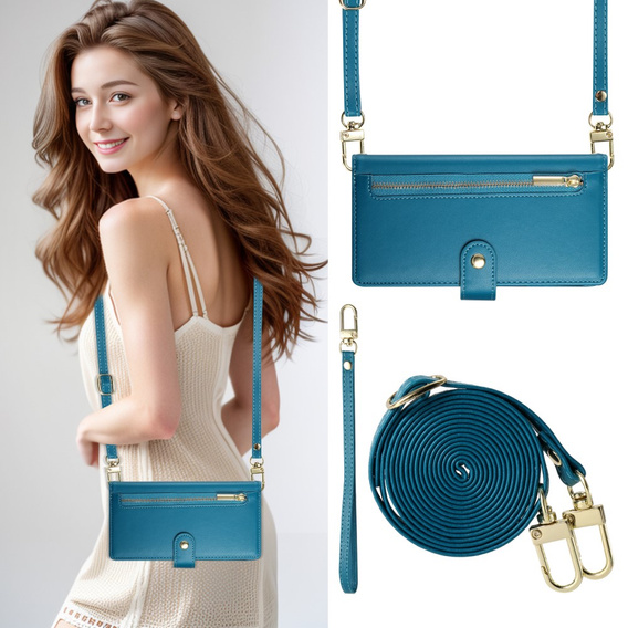 Klapkové puzdro pre Honor Magic 7 Lite, Wallet Zipper Pocket, modré