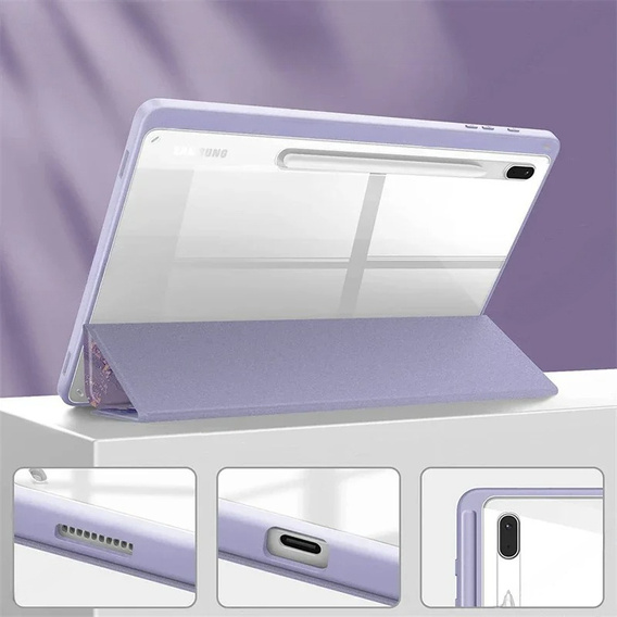 Puzdro pre Samsung Galaxy Tab S10 FE+ Plus, Smartcase Hybrid, so slotom na stylus, Marble fialové