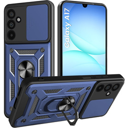 Pancierované puzdro pre Samsung Galaxy A17 5G, s ochranou fotoaparátu, so stojanom, modré