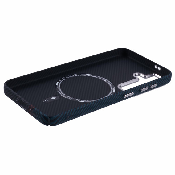 Puzdro pre Samsung S25, Carbon Fiber MagSafe, čierna / modrá