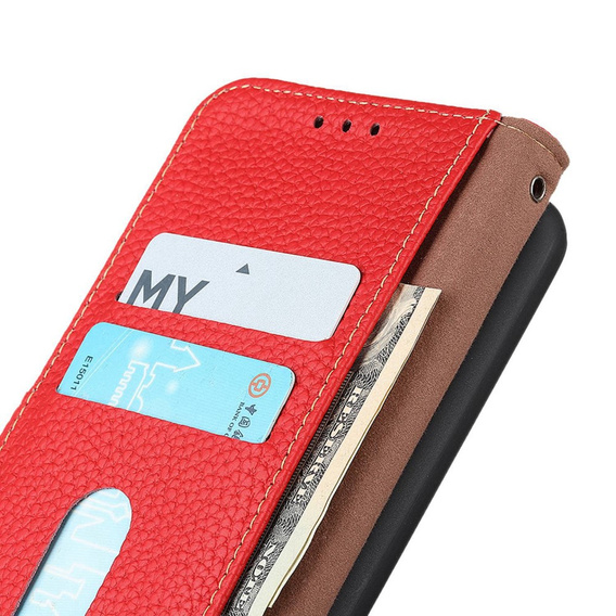 KHAZNEH RFID puzdro pre OnePlus 12R, Litchi Texture, červené