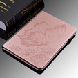 Obal na mobil pre Lenovo Tab M9, Wallet Pen Slot, butterflies, hnedé