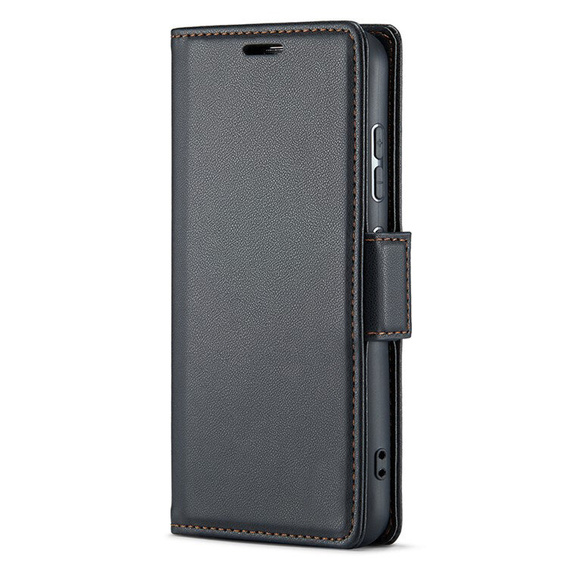 Puzdro pre Xiaomi Redmi Note 14 5G, ERBORD Glossy Litchi, flipová peňaženka, čierne