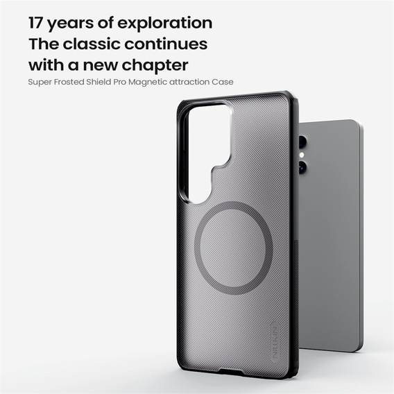 Puzdro Nillkin Frosted Shield Pro MagSafe pre Samsung Galaxy S26 Ultra, priehľadné/čierne