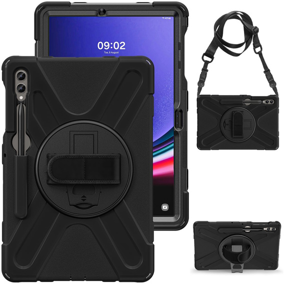 Puzdro pre Samsung Galaxy Tab S9 FE+ / S9+ / S8+ / S7+, pancierované ochranné, čierne