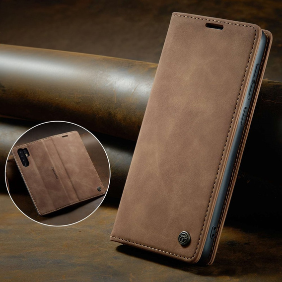 CASEME puzdro pre Huawei P30 Pro, Leather Wallet Case, hnedé