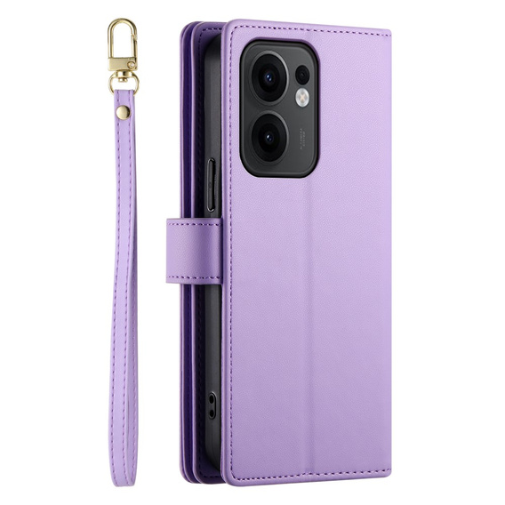 Klapkové puzdro pre Oppo Reno 13F 5G, Wallet Zipper Pocket, fialové