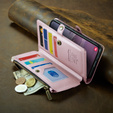 Puzdro CASEME pre Samsung Galaxy S24 FE, RFID Leather Wallet, s popruhom cez rameno, ružové