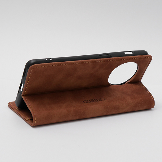 Puzdro pre OnePlus 11 5G, ERBORD Vintage, peňaženka s chlopňou, hnedé