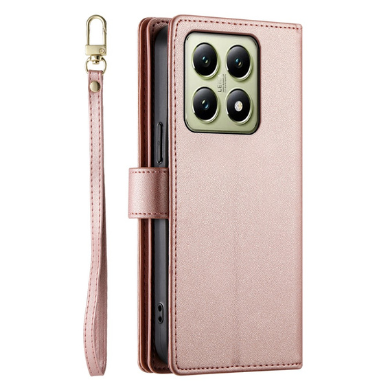 Klapkové puzdro pre Xiaomi 14T, Wallet Zipper Pocket, ružové
