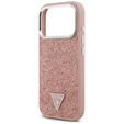Puzdro GUESS Glitter Triangle Logo MagSafe pre iPhone 17 Pro Max