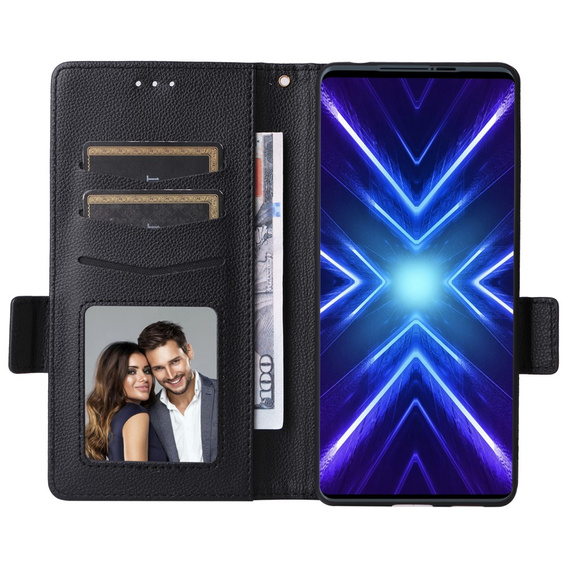 Obal na mobil pre HTC U24 Pro 5G, Wallet Litchi Leather, čierne