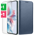 Puzdro pre Oppo Reno 11F 5G, Smart Magnet, tmavomodré + 9H sklo