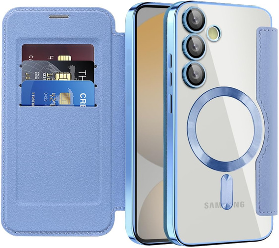 Klapkové puzdro pre Samsung Galaxy S25 FE, RFID Wallet MagSafe CamShield, modré