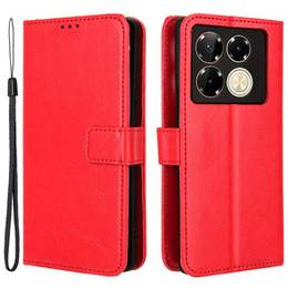 Klapkové puzdro pre Infinix Note 40 Pro, Crazy Horse Wallet, červené