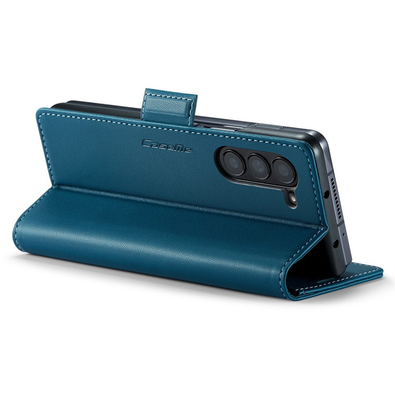 CASEME flipové puzdro pre Samsung Galaxy Z Fold6 5G, Litchi Wallet, modré