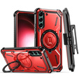 Obal na mobil pre Samsung Galaxy S23 Plus, Heavy Duty Ring Belt Clip, červené