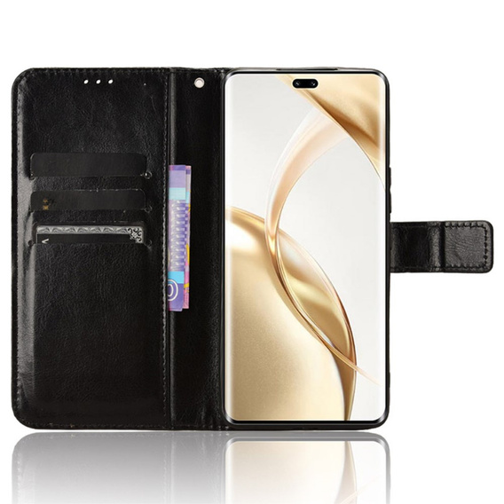 Klapkové puzdro pre Honor 200 Pro 5G, Crazy Horse Wallet, čierne