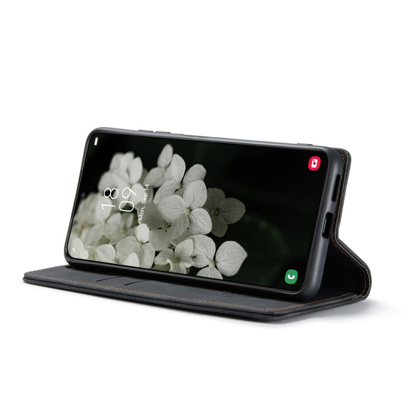 CASEME puzdro pre Samsung Galaxy S22+ Plus 5G, Leather Wallet Case, čierne