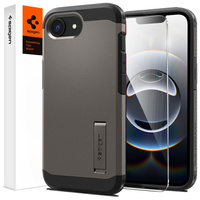 Puzdro Spigen pre iPhone 16E, Tough Armor Mag MagSafe, sivé + tvrdené sklo 9H