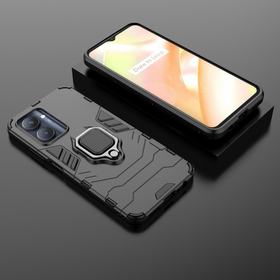 Obal na mobil pre Realme C33, Kickstand Ring, čierne