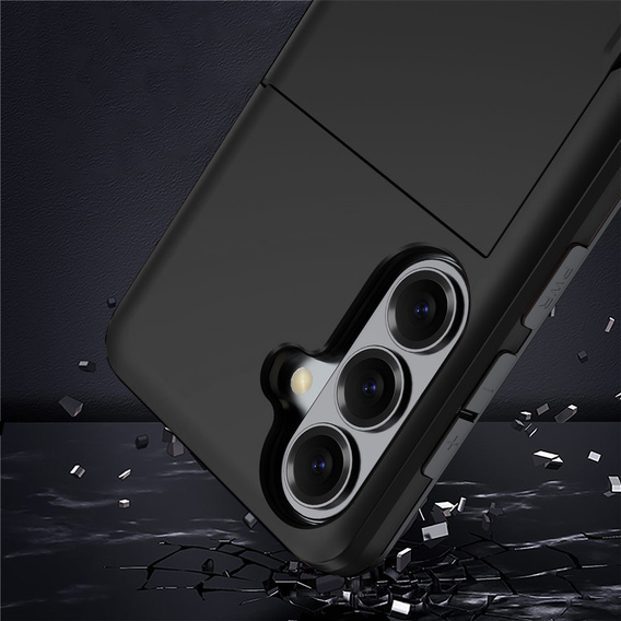 Puzdro s držiakom na karty pre Samsung Galaxy S26 Plus, čierne