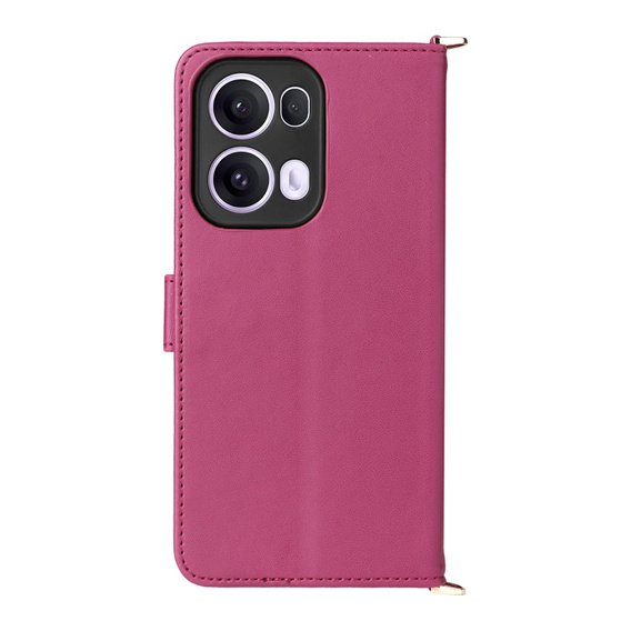 Puzdro s chlopňou pre Oppo Reno 13 Pro 5G, Crossbody Leather Wallet, bordové