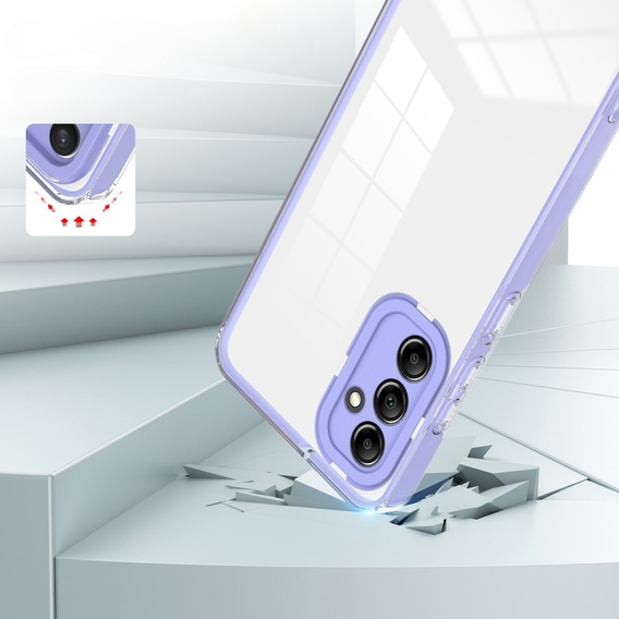 Obal na mobil pre Samsung Galaxy A14 5G, Fusion Hybrid, transparentné / fialové