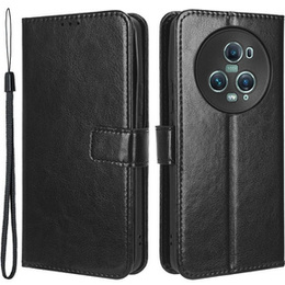 Klapkové puzdro pre Honor Magic 5 Pro, Crazy Horse Wallet, čierne