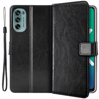 Klapkové puzdro pre Motorola Moto G62 5G, Crazy Horse Wallet, čierne