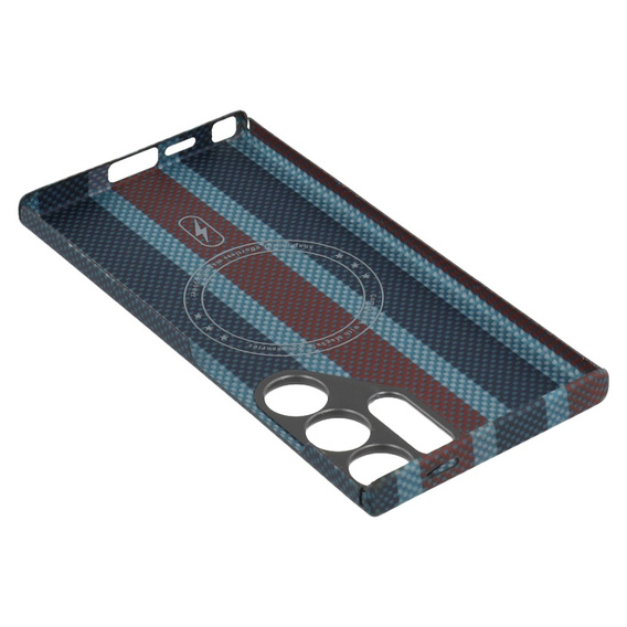 Puzdro pre Samsung Galaxy S24 Ultra, Aramid Fiber Slim Case, pre MagSafe, modrá / červená