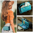 Puzdro CASEME pre Samsung Galaxy A56 5G, RFID Leather Wallet, s popruhom cez rameno, zelený