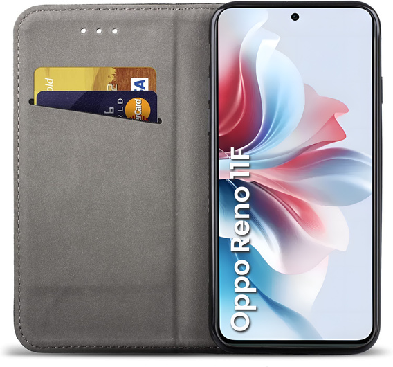 Klapkové puzdro pre Oppo Reno 11F 5G, Smart Magnetic, tmavomodré + 9H sklo