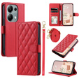 Puzdro s chlopňou pre Xiaomi Redmi Note 13 Pro 4G / Xiaomi Redmi Note 14S / Xiaomi Poco M6 Pro 4G, Rhombus Crossbody Leather, červené