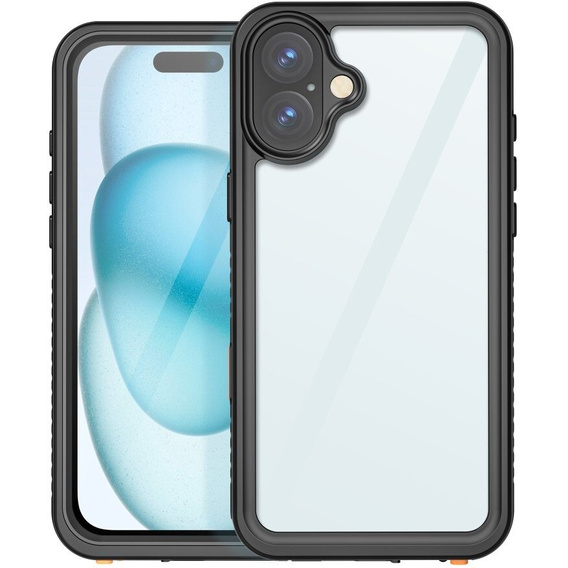 Vodotesné puzdro IP68 pre iPhone 16 Plus, čierne