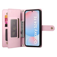 Klapkové puzdro pre Samsung Galaxy S24 FE, Wallet Zipper Pocket, ružové
