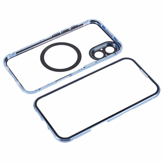 Magnetické puzdro Dual Glass MagSafe pre iPhone 16, modré