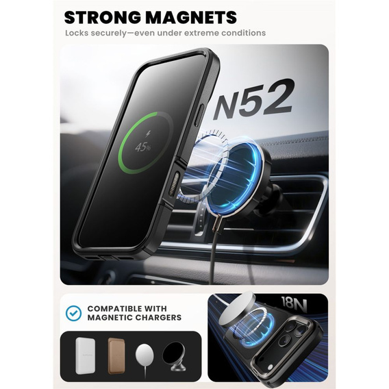 Puzdro Supcase pre iPhone 17 Pro Max, IBLSN Ares Fip Magsafe, čierne