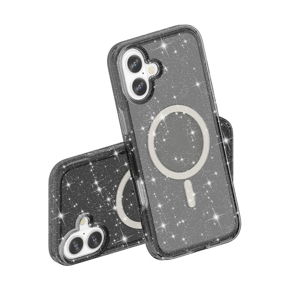 Puzdro pre iPhone 17, pre MagSafe, trblietavé, priesvitné čierne